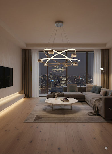 ARlight 684-80SL Κρεμαστό Φωτιστικό Ασημί LED με Φυσικό Λευκό Φως 80x100εκ.