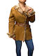 Mouton Women's Taba Coat with Fur Details
