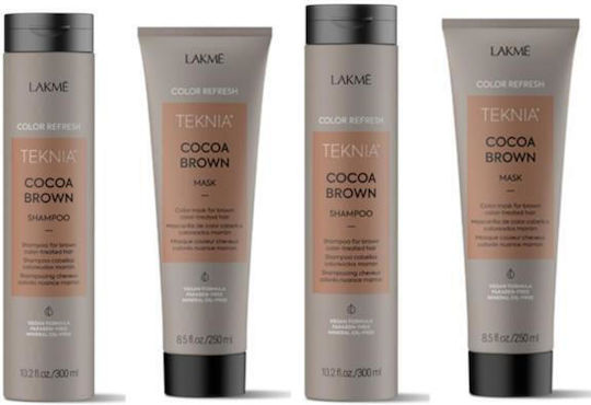 Комплект 2 шампоана 300 мл 2 маски 250 мл Lakme Refresh Cocoa Brown