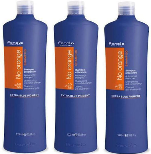 Pack 3 X Orange Tone Shampoo Fanola No Orange Shampoo 1000ml