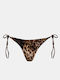 Animal Print String Bikini Bottoms