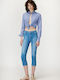 Blugi de damă cu croială skinny albastru denim