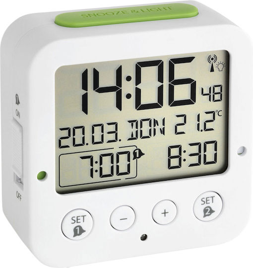 TFA Tisch-Digitaluhr mit Wecker Weiß 60.2528.02