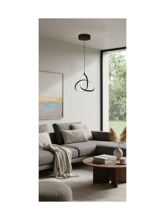 Powertech Κρεμαστό Φωτιστικό Μαύρο LED με Φυσικό Λευκό Φως 40x40εκ.