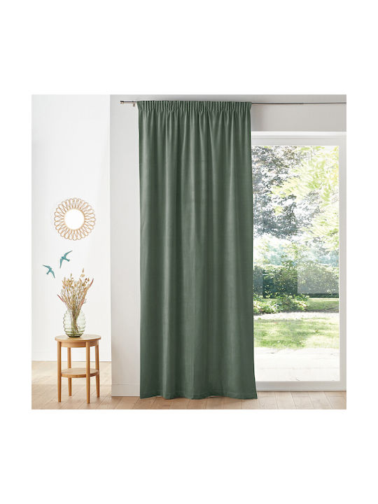 La Redoute Interieurs Κουρτίνα Παραθύρου με Τρέσα Πράσινη 135x350εκ.