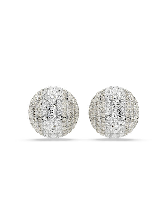 Swarovski Σετ Σκουλαρίκια με Clip από Ατσάλι με Πέτρες Γκρι
