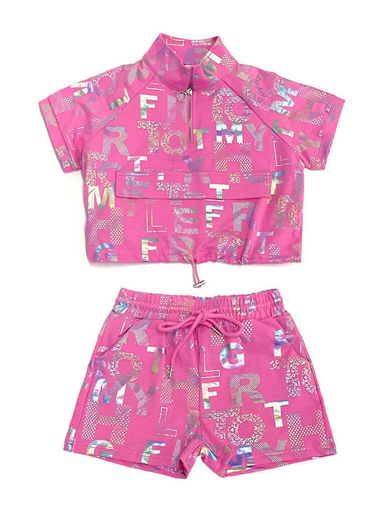 Ustyle Kids Set with Shorts Summer 2pcs Fuchsia