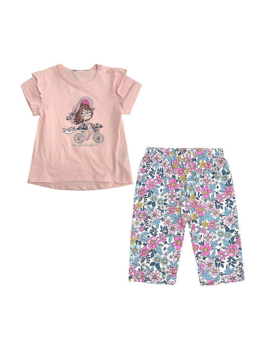 Ustyle Kids Set with Leggings Summer 2pcs Pink