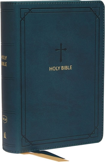 Nkjv End-of-verse Reference Bible Compact Leathersoft Teal Letter Comfort Print Leather Fine Binding