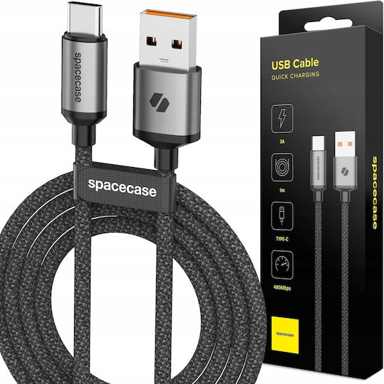 Spacecase Cl03 Редовна USB 2.0 Кабел USB-C мъжки - USB-A мъжки Черен 1м (122090)