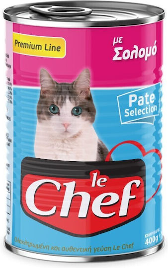 Le Chef Wet Food for Adult Cats in Cans with Salmon and Turkey 400gr