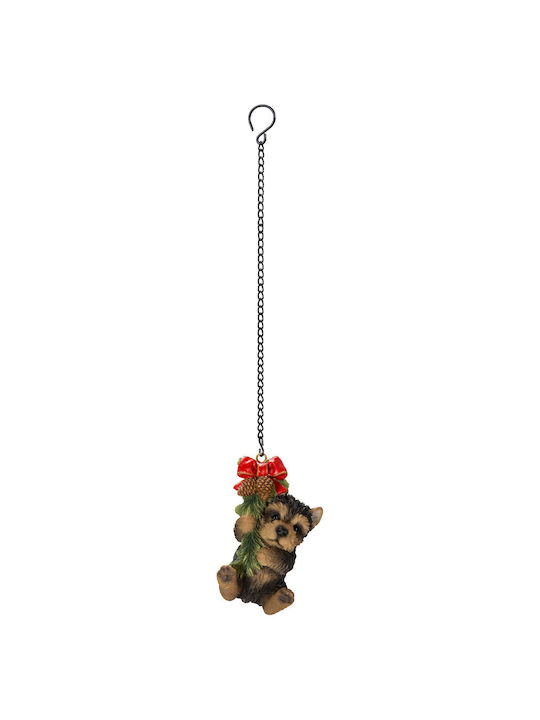 Hängendes Ornament Hund aus synthetischem Harz Schwarz 4.5x9cm