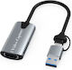 Converter USB-A / USB-C 2x male to HDMI female Gray 1pcs 17853