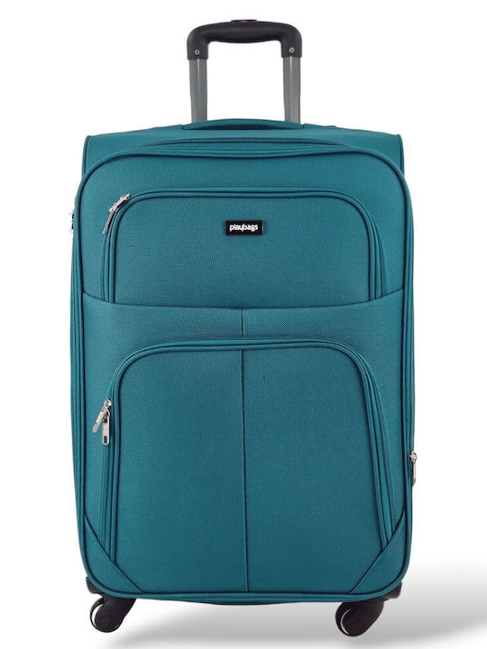 Playbags Fw877 Μεσαία Βαλίτσα Ταξιδίου Πετρόλ με 4 Ρόδες Ύψους 65εκ.