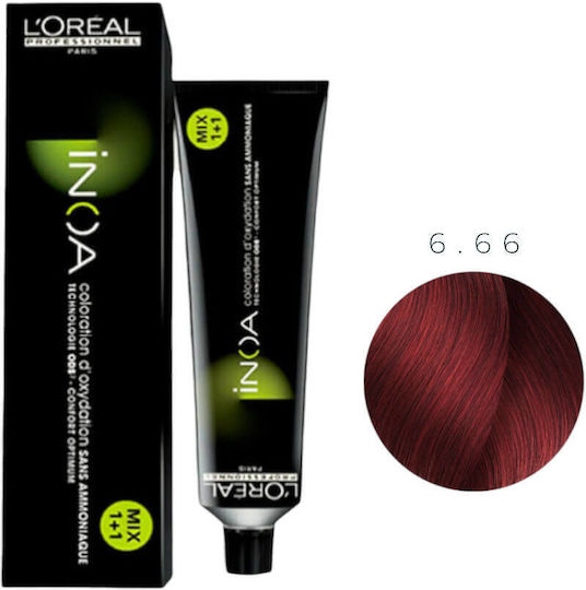 L'Oréal Professionnel Inoa Vopsea de Păr Fără Amoniac 6.66 Blond Închis Roșu Intens 60ml 60g