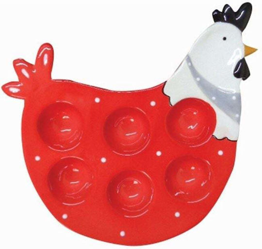 JK Home Decoration Великденска Чаша За Яйца Кокошка Керамична Червена 22x20x4см