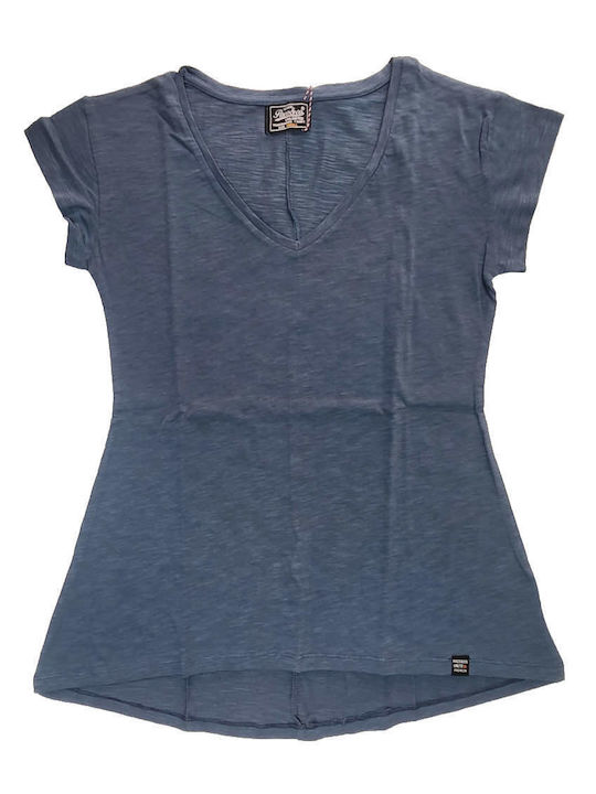 Paco & Co Damen T-shirt mit V-Ausschnitt Raf Blue