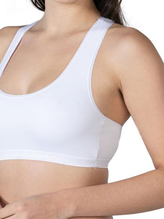 Women's White Sports Bra with Racerback