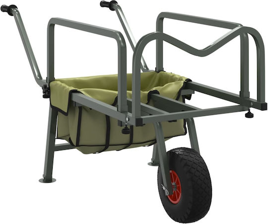Fishing Trolley Wheels Green Steel Powder Coated 135-145 X 55 X 72 Cm