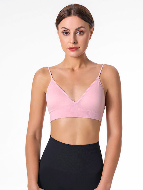 Sports Bra Thin Straps Pink Pink