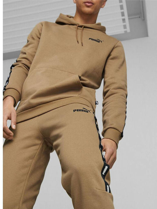 PUMA ESS+ Tape Sweatpants with Elastic Beige