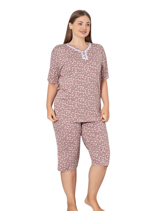 Damen Capri Homewear Pyjama W8373 Mokka