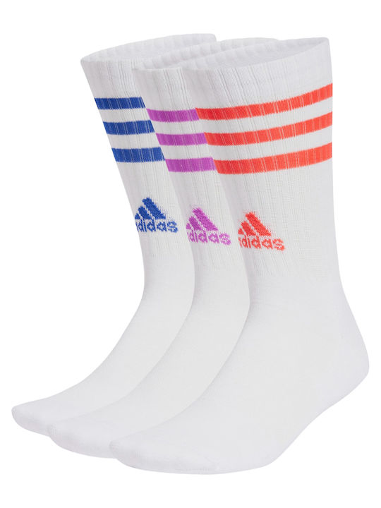 adidas 3 Stripes Αθλητικές Κάλτσες Λευκές 3 Ζεύγη