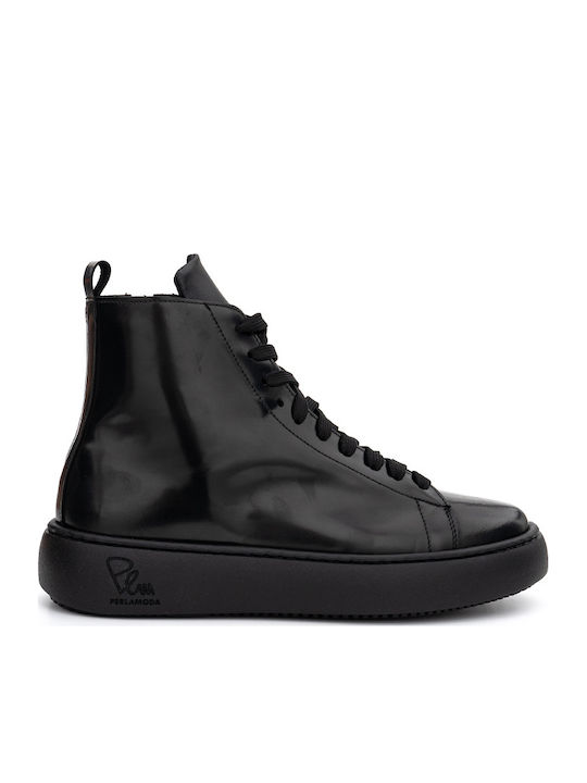 Leather Men's Boots Glossy Black