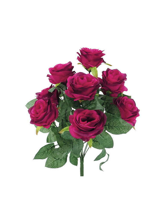 Marhome Bouquet of Artificial Flowers Rose Fuchsia 47cm 1pcs