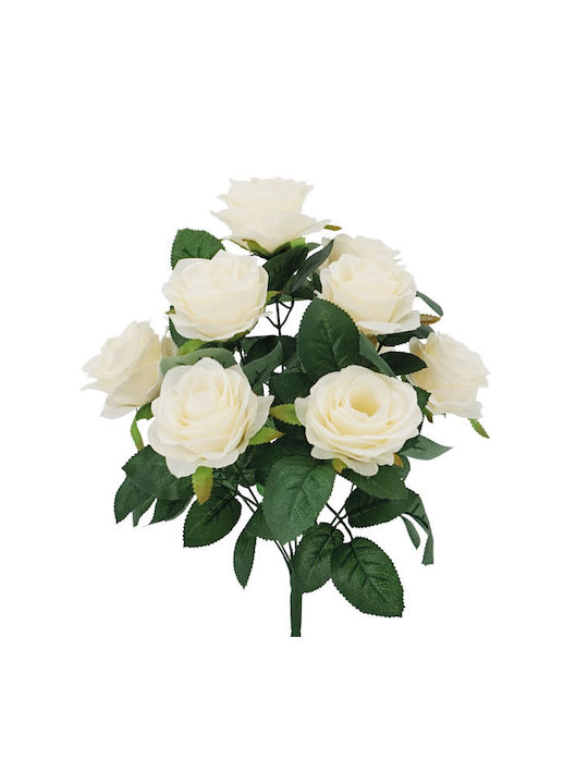 Marhome Μπουκέτο από Τεχνητά Λουλούδια Τριαντάφυλλο Εκρού 47cm