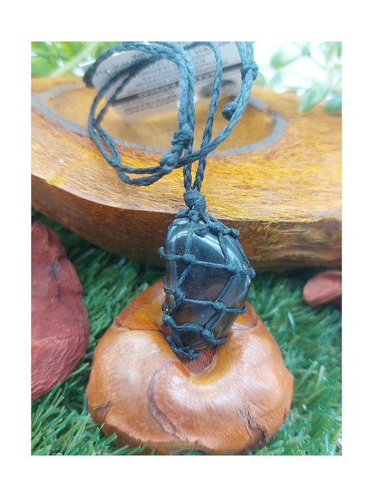 Macrame Necklace with Smoky Polished Quartz