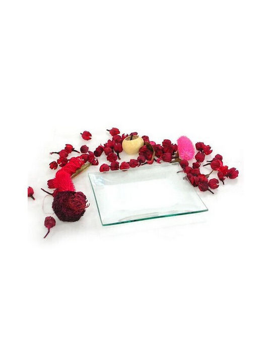 Plate Shallow Square Glass Transparent 25x25cm