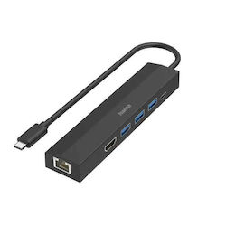 HAMA USB-C Докинг станция с HDMI 4K Ethernet (00200144) HAMA USB-C Докинг станция с HDMI 4K Ethernet (00200144)