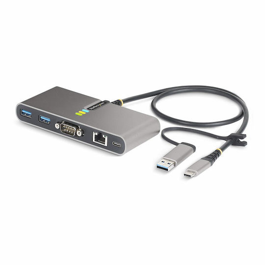 StarTech USB-A / USB-C Docking Station με 4K PD Ethernet Ασημί (5G2A1SGBB-USB-C-HUB)