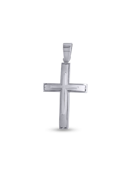 Men's White Gold Cross 14K