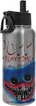 Koupakoupa Poppy Playtime Huggy Wuggy Kinder Trinkflasche Thermos Rostfreier Stahl mit Strohhalm Silber 950ml