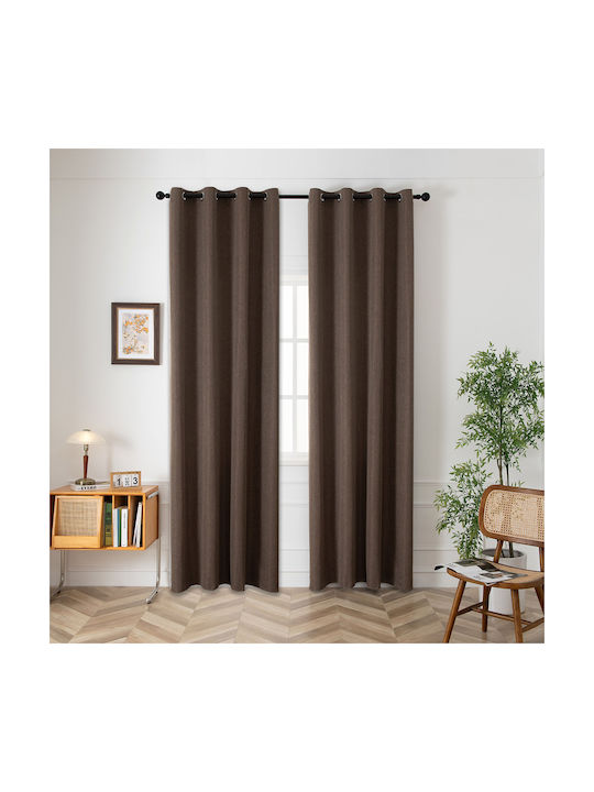 Beauty Home Curtain with Grommet Brown 140x270cm