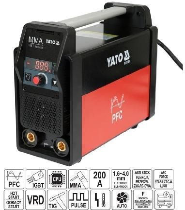 Yato Електрожен Inverter TIG / ММА с Максимален Ток на Заваряване 200Спецификация