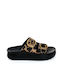 Ζefi Leather Women's Flat Sandals Flatforms Animal Skin