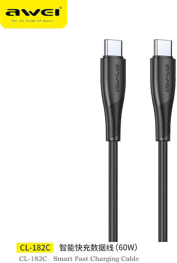 Awei Cl-182c USB 2.0 Cable USB-C male - USB-C 60W Black 1m