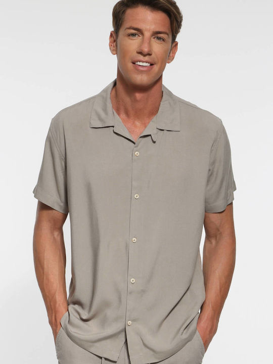 Double Men's Shirt Short Sleeve Grey