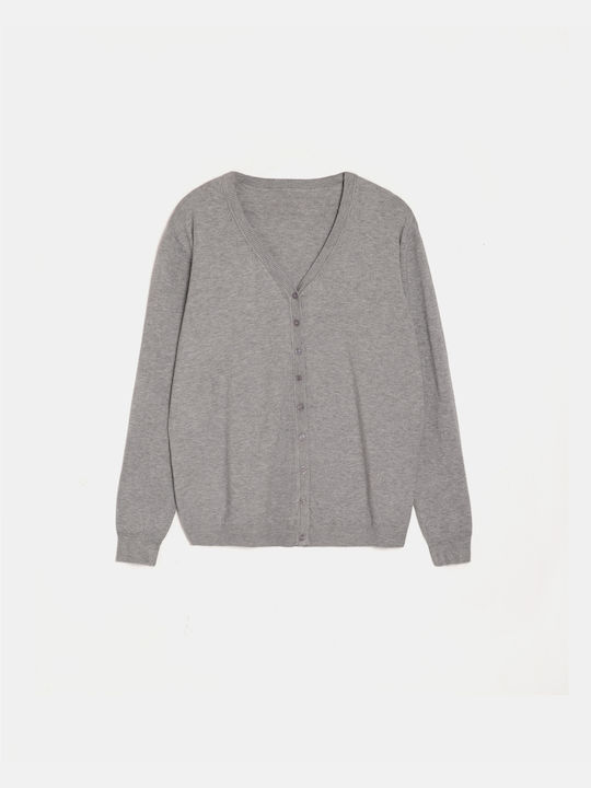 Basic Buttoned Gray Cardigan Gray