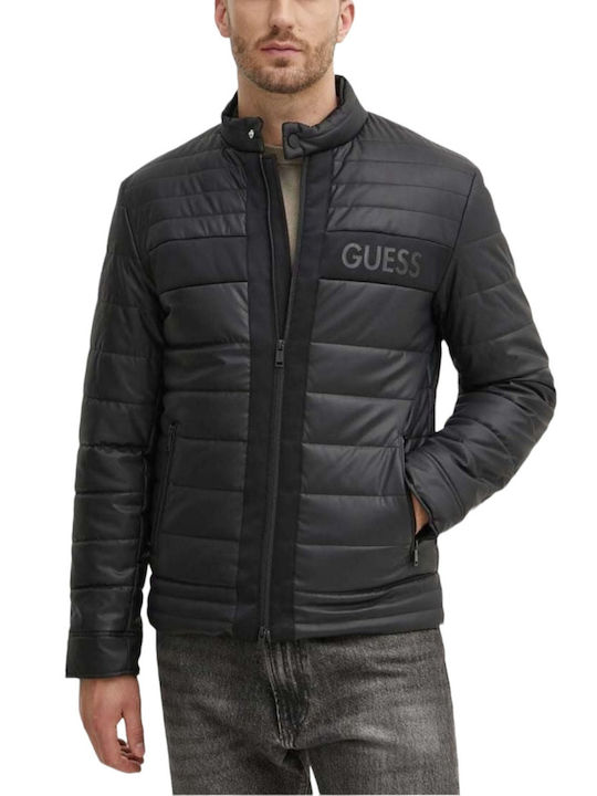 Guess Men s Leather Jacket BLACK M4YL16WFHD0 JBLK