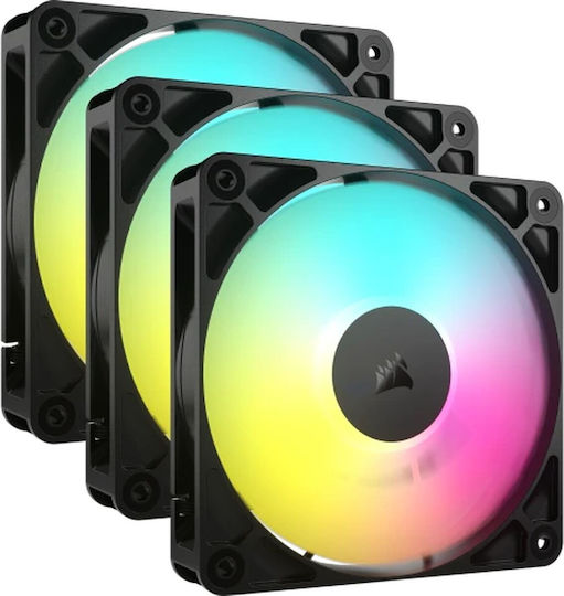 Corsair RS120 Case Fan (2100rpm / 72.8cfm) with ARGB Lighting and 4-Pin PWM Connection 3pcs