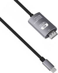 De Tech Geflochten HDMI-Stecker - USB-C-Stecker 2m Gray (18394)