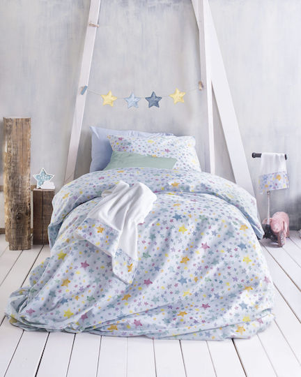 Rythmos Sheet Set Semi-double with Elastic Band Cotton Glow Ciel 160x260cm 3pcs