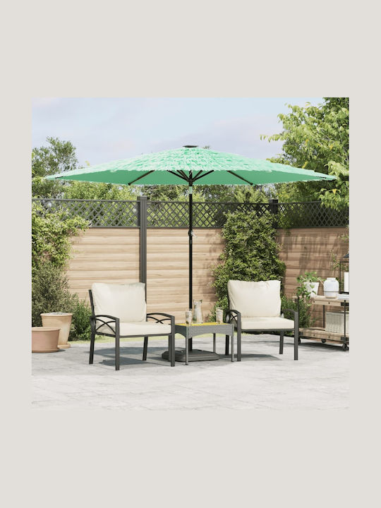 Round Metal Green Parasol F2.88xH2.25m