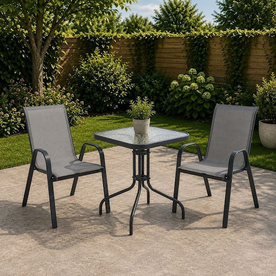 Dining Set for Small Outdoor Spaces RIO 3 Pieces Anthracite E270,53S