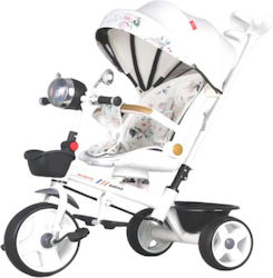 Homeone Kids Tricycle with Storage Basket, Push Handle & Sunshade for 1-4 Years White