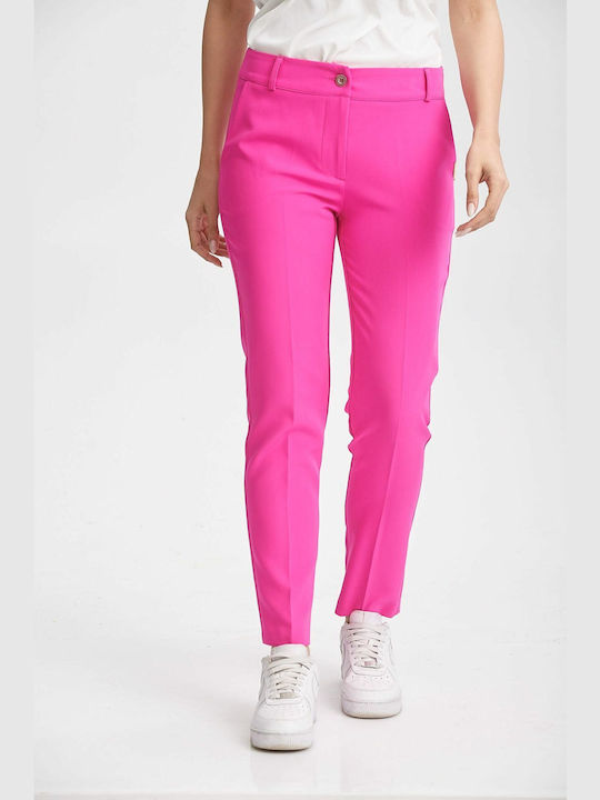 Kannelis Damen Stoff Hose Fuchsia